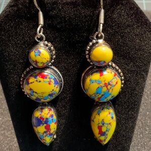 Mosaic Jasper Tear drop earrings